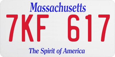 MA license plate 7KF617