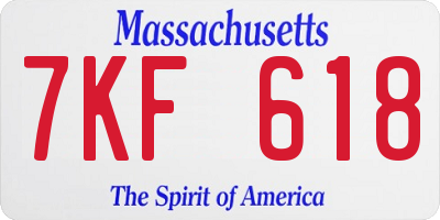 MA license plate 7KF618
