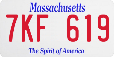MA license plate 7KF619