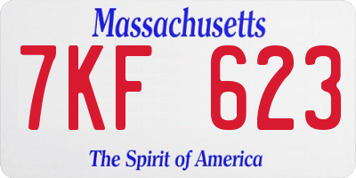 MA license plate 7KF623