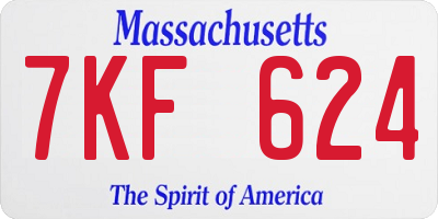 MA license plate 7KF624