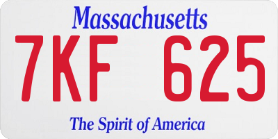 MA license plate 7KF625