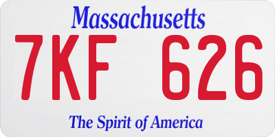 MA license plate 7KF626