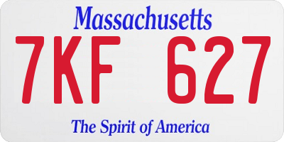 MA license plate 7KF627