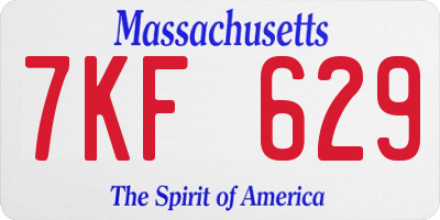 MA license plate 7KF629