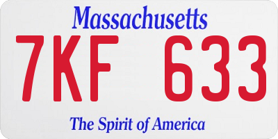 MA license plate 7KF633