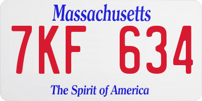 MA license plate 7KF634