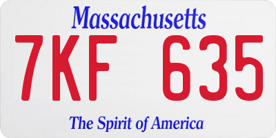 MA license plate 7KF635