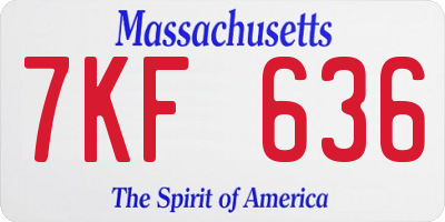 MA license plate 7KF636