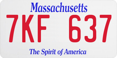 MA license plate 7KF637