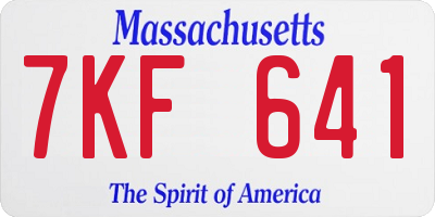 MA license plate 7KF641
