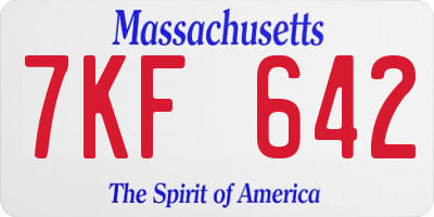 MA license plate 7KF642