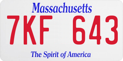 MA license plate 7KF643