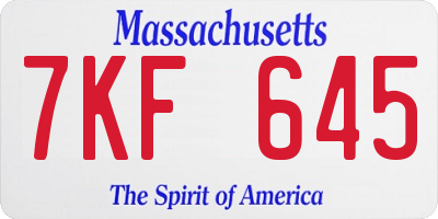 MA license plate 7KF645