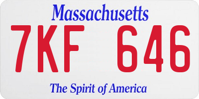 MA license plate 7KF646