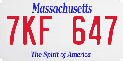 MA license plate 7KF647