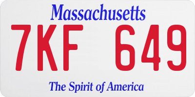 MA license plate 7KF649