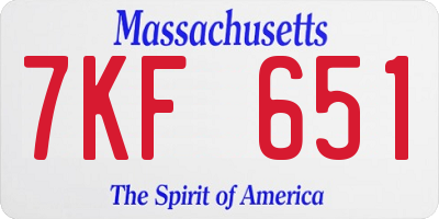 MA license plate 7KF651