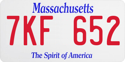 MA license plate 7KF652
