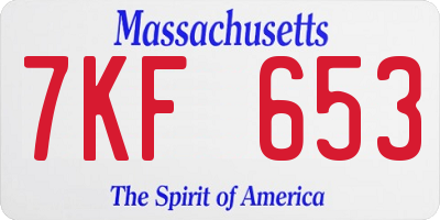 MA license plate 7KF653