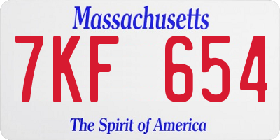 MA license plate 7KF654