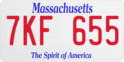 MA license plate 7KF655