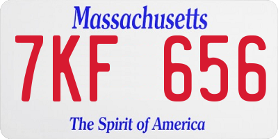 MA license plate 7KF656