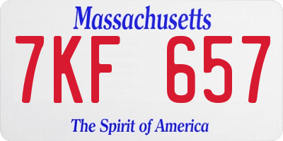 MA license plate 7KF657