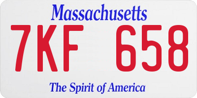 MA license plate 7KF658