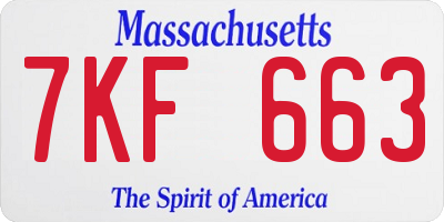 MA license plate 7KF663