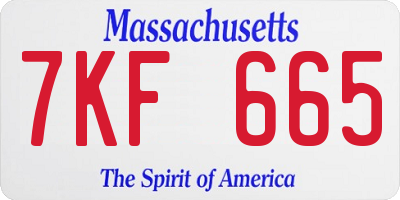 MA license plate 7KF665