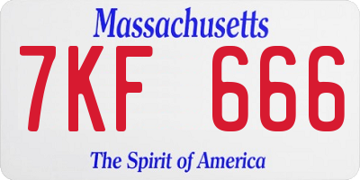 MA license plate 7KF666