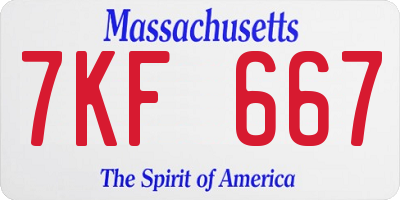 MA license plate 7KF667