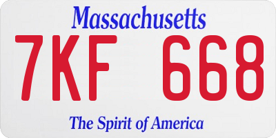 MA license plate 7KF668