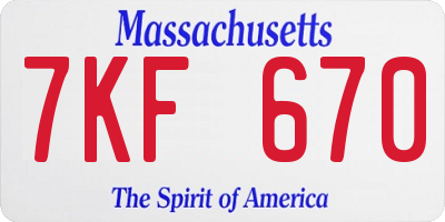 MA license plate 7KF670