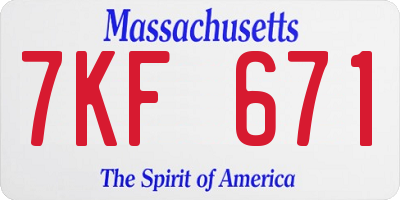 MA license plate 7KF671