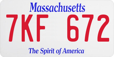 MA license plate 7KF672