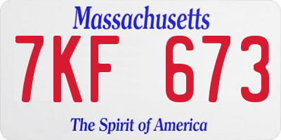 MA license plate 7KF673
