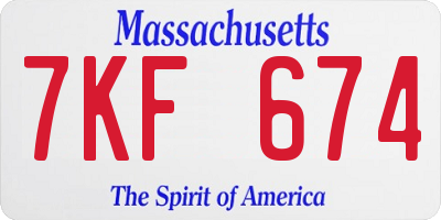 MA license plate 7KF674