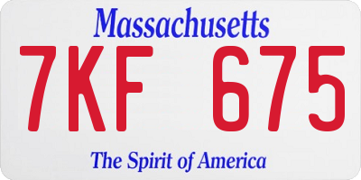 MA license plate 7KF675