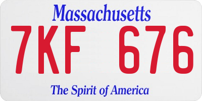 MA license plate 7KF676