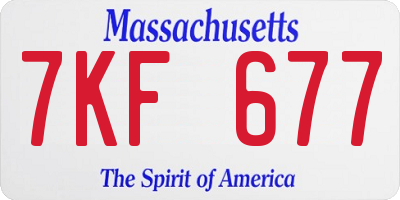 MA license plate 7KF677