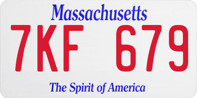 MA license plate 7KF679