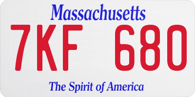 MA license plate 7KF680