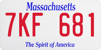 MA license plate 7KF681