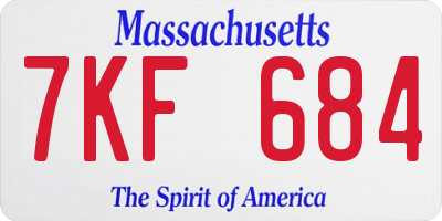 MA license plate 7KF684