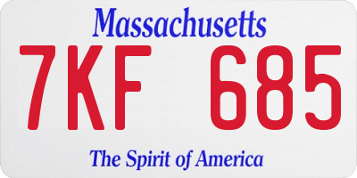MA license plate 7KF685