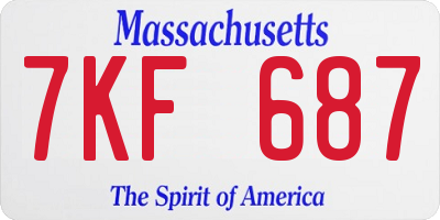 MA license plate 7KF687