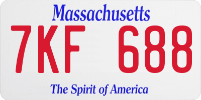 MA license plate 7KF688