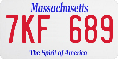 MA license plate 7KF689